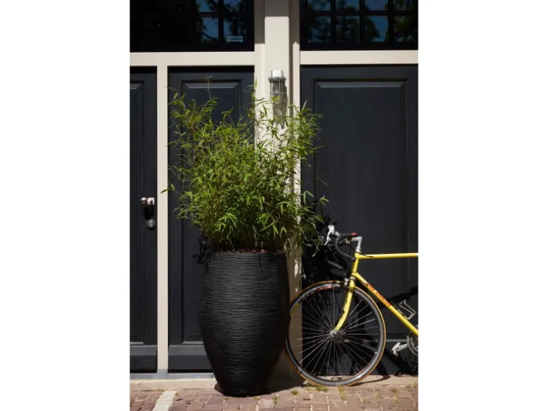 Capi Pflanztopf Nature Rib Elegant Deluxe Riffel Ø 40 cm x 60 cm Schwarz