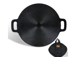 CCLIFE BBQ Grillpfanne Koreanische aus Gusseisen Runde Grillplatte Durchmesser 29cm