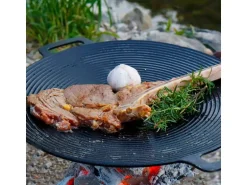 CCLIFE BBQ Grillpfanne Koreanische aus Gusseisen Runde Grillplatte Durchmesser 29cm