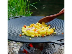 CCLIFE BBQ Grillpfanne Koreanische aus Gusseisen Runde Grillplatte Durchmesser 29cm
