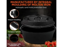 CCLIFE Dutch Oven Set 5,7L Gusseisen Grilltopf mit Feuertopf Ohne Beine