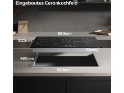 CDV Glaskeramik-Kochfeld 60 cm 3 Zonen 9 Stufen 5700 W CDVER573