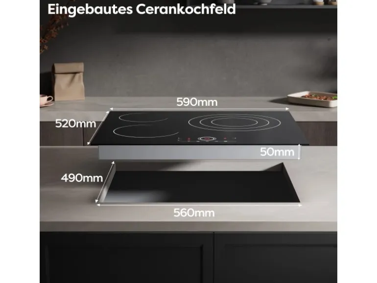 CDV Glaskeramik-Kochfeld 60 cm 3 Zonen 9 Stufen 5700 W CDVER573