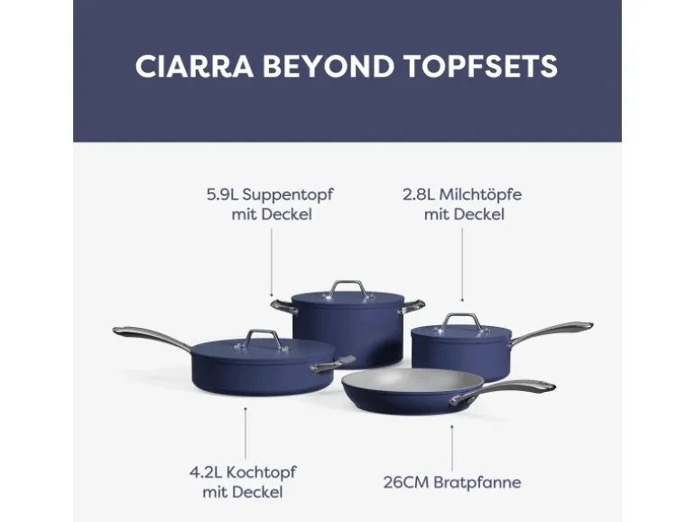CIARRA Beyond Kochgeschirr Pfannenset 4-tlg Topf- & Pfannen-Sets Blau VMCWSM7