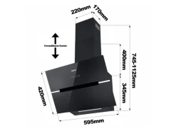 CIARRA Dunstabzugshaube 60 cm 650 m³/h A+++ Kopffrei WIFI-APP Touch Control VM6736FB