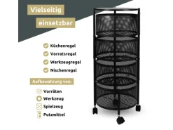 deluxe4home Rollwagen mit 4 schwenkbaren Ebenen 30x30x78 cmRund