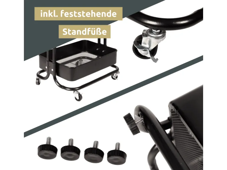 deluxe4home Rollwagen mit 3 Ablagen
