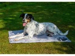 Dobar Große Kühlmatte für Hunde mit Pfoten Muster 99,5 x 70 cm Grau