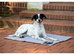 Dobar Große Kühlmatte für Hunde mit Pfoten Muster 99,5 x 70 cm Grau