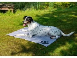 Dobar Große Kühlmatte für Hunde mit Pfoten Muster 99,5 x 70 cm Grau