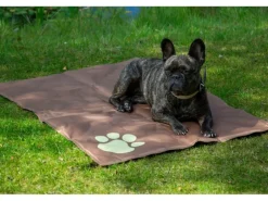 Dobar Große Kühlmatte für Hunde mit Pfoten Muster 99,5 x 70 cm Braun
