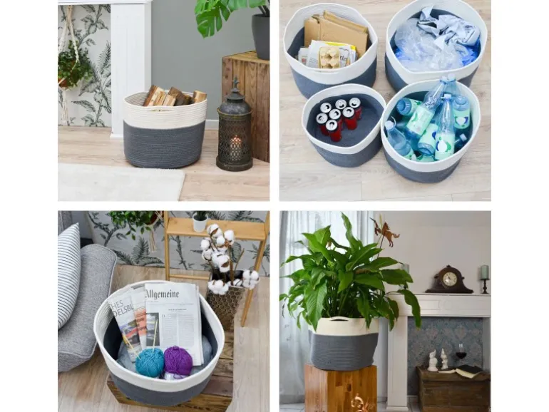 DuneDesign Aufbewahrungskorb aus Baumwolle 35 Liter Ø 39 x 30 cm