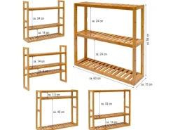 DuneDesign Bambus Regal für das Badezimmer  60 x 54 x 15 cm