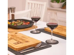 DuneDesign 4er Set Steakteller aus Bambus 33 x 23 x 2cm Motiv Kuh