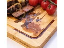 DuneDesign 4er Set Steakteller aus Bambus 33 x 23 x 2cm Motiv Kuh