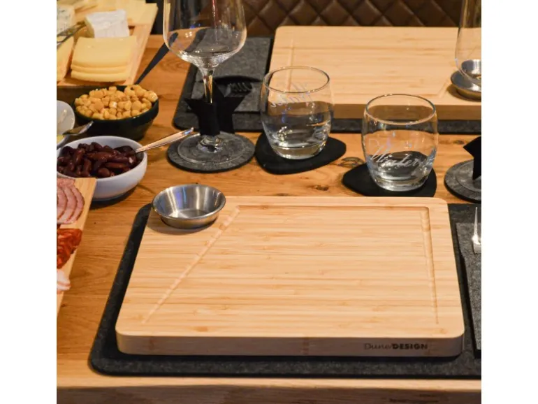 DuneDesign Raclette Teller Set mit Dipschale für 4 Personen 30 x 25 cm