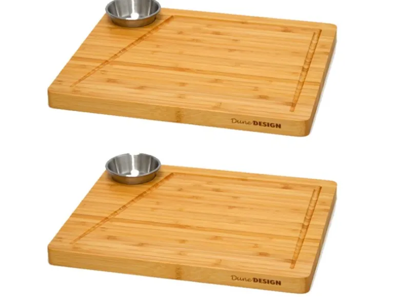 DuneDesign Raclette Teller Set mit Dipschale für 2 Personen 30 x 25 cm