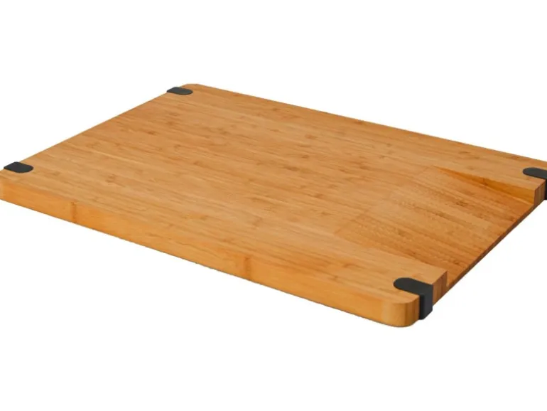 DuneDesign Schneidebrett aus Bambus 44 x 30 x 2 cm mit Ausguss