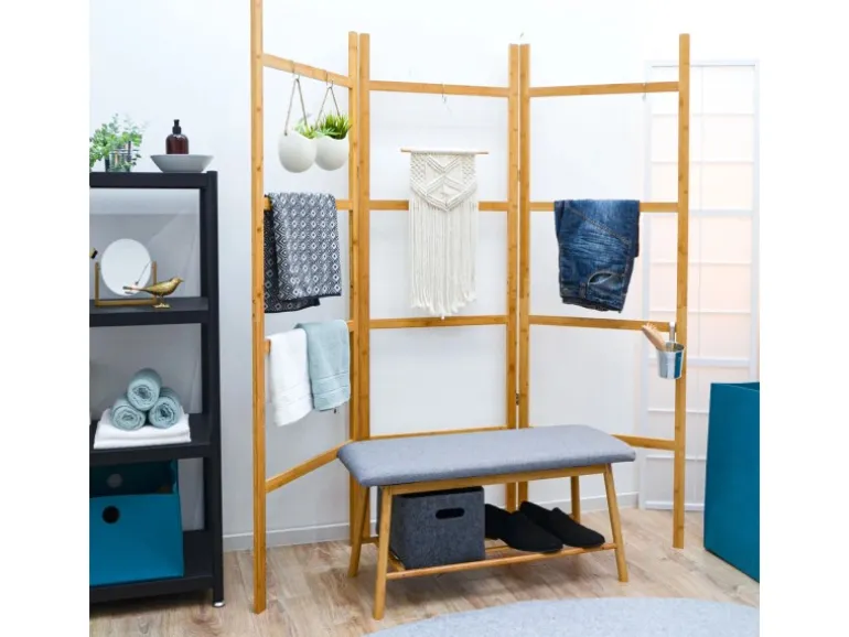 DuneDesign XL Bambus Handtuchleiter 180 x 180 cm Braun