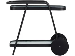 ebuy24 Steam Servierwagen Schwarz und Klare Streifen