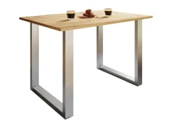 ebuy24 XonaU Esstisch 80x80 Eiche Dekor Silberfarben
