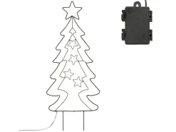 ECD Germany LED Gartenstecker Weihnachtsbaum 87cm 90 LEDs Warmweiß 6 Std Timer