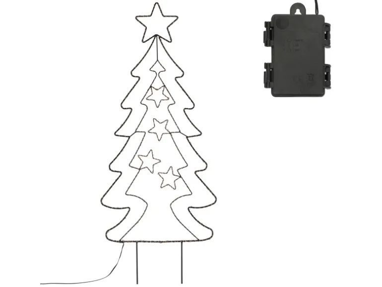 ECD Germany LED Gartenstecker Weihnachtsbaum 87cm 90 LEDs Warmweiß 6 Std Timer