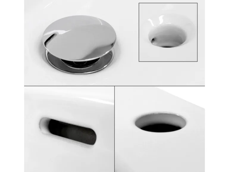 ECD Germany Waschbecken 605x365x130 mm Keramik Eckig Weiß inkl Ablaufgarnitur