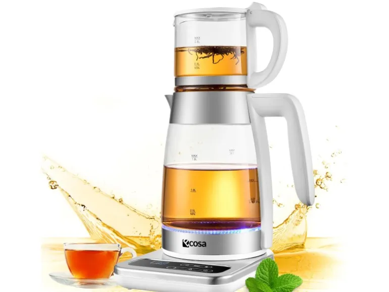 Ecosa EO-695 Teekocher mit Temperatureinstellung BPA-Frei 1,8L 2200 Watt Weiß