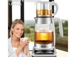 Ecosa EO-695 Teekocher mit Temperatureinstellung BPA-Frei 1,8L 2200 Watt Weiß