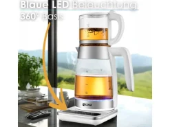 Ecosa EO-695 Teekocher mit Temperatureinstellung BPA-Frei 1,8L 2200 Watt Weiß