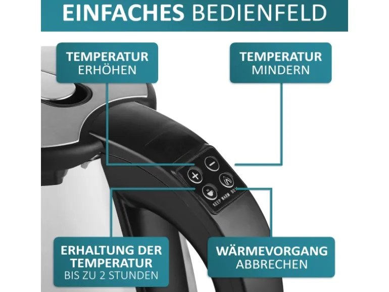 Ecosa EO-610 Wasserkocher mit Temperatureinstellung 1,7 L