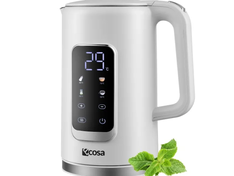 Ecosa EO-691 Wasserkocher weiß mit Temperatureinstellung 1,7 L