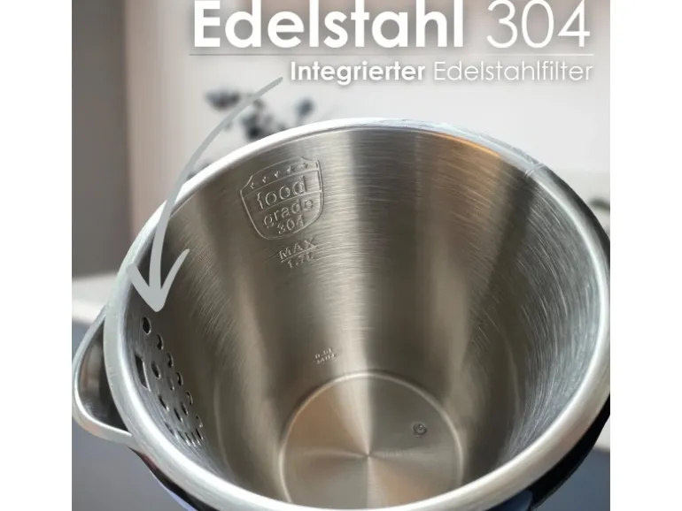 Ecosa EO-691 Wasserkocher weiß mit Temperatureinstellung 1,7 L