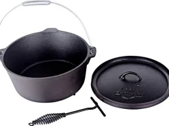 El Fuego Dutch Oven 11,28 l Schwarz inkl. Deckelheber und Transportbügel