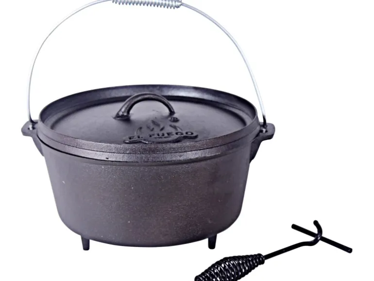 El Fuego Dutch Oven 5,5 l Schwarz inkl. Deckelheber und Transportbügel