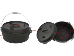 El Fuego Dutch-Oven Gusseisen 5,6 l Deckel 1,7 l Schwarz