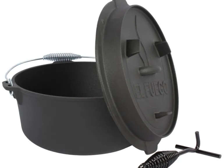 El Fuego Dutch-Oven Gusseisen 7,2 l Deckel 1,8 l Schwarz