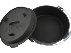 El Fuego Dutch-Oven Gusseisen 7,2 l Deckel 1,8 l Schwarz