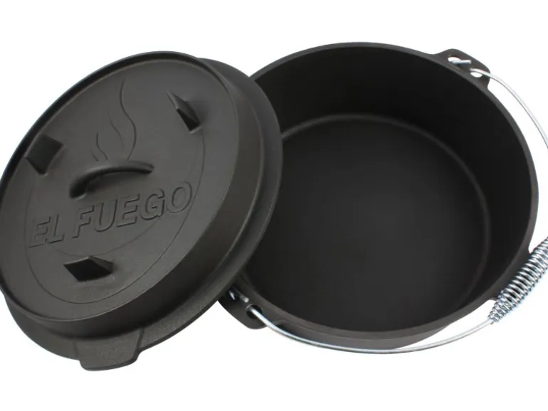 El Fuego Dutch-Oven Gusseisen 7,2 l Deckel 1,8 l Schwarz
