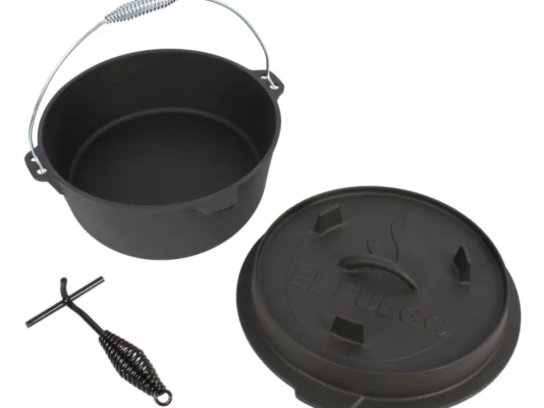 El Fuego Dutch-Oven Gusseisen 7,2 l Deckel 1,8 l Schwarz