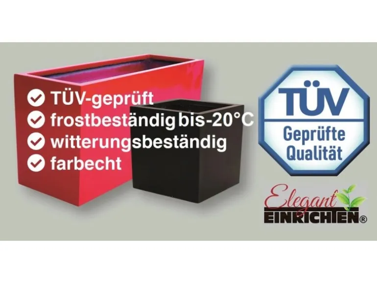 Elegant Einrichten Pflanzkübel Fiberglas Quadratisch 40x40x40cm Elegant-Schwarz-Matt