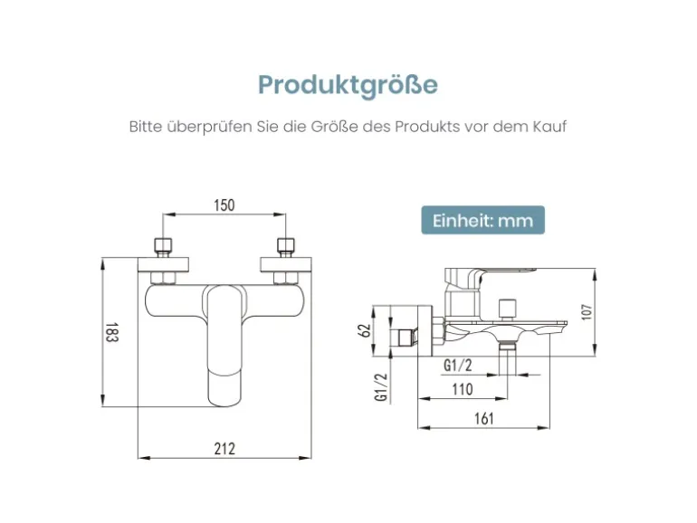 Emke Badarmatur für Badewannen Chrom mit Auslauf Wannenarmatur Einhebelmischer Brausebatterie