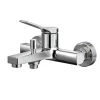 Emke Badewannenarmatur Chrom mit Auslauf Mischbatterie Badewanne Brausebatterie Einhand Wannenbatterie