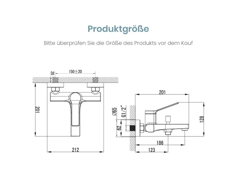 Emke Badewannenarmatur Schwarz mit Auslauf Mischbatterie Badewanne Brausebatterie Einhand Wannenbatterie