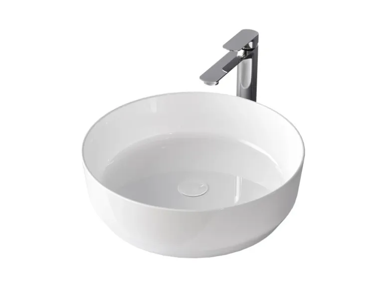 Emke Handwaschbecken 39 x 39 x 12 mm Ovales Keramikwaschbecken Weiß Glänzend