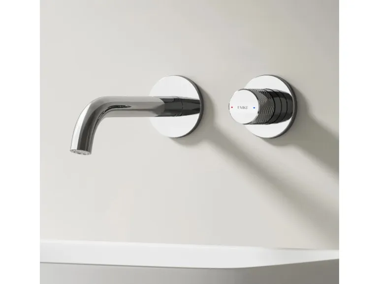 Emke Waschtischarmatur Unterputz für Wandmontage Chrom Wasserhahn Badarmatur