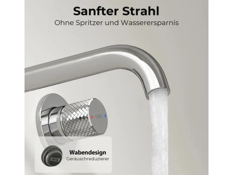 Emke Waschtischarmatur Unterputz für Wandmontage Chrom Wasserhahn Badarmatur