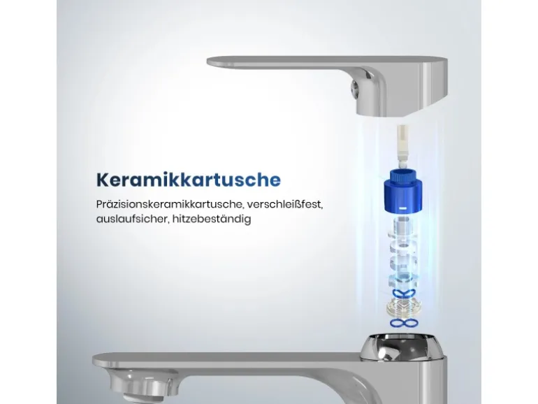 Emke Wasserhahn Bad 166 x 152 x 45 mm Chrom Waschtischarmatur Mischbatterie Waschbecken