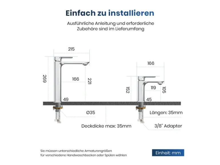 Emke Wasserhahn Bad 166 x 152 x 45 mm Chrom Waschtischarmatur Mischbatterie Waschbecken
